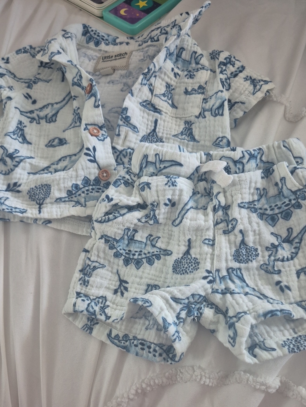 White & Blue Dino Kids Matching Set